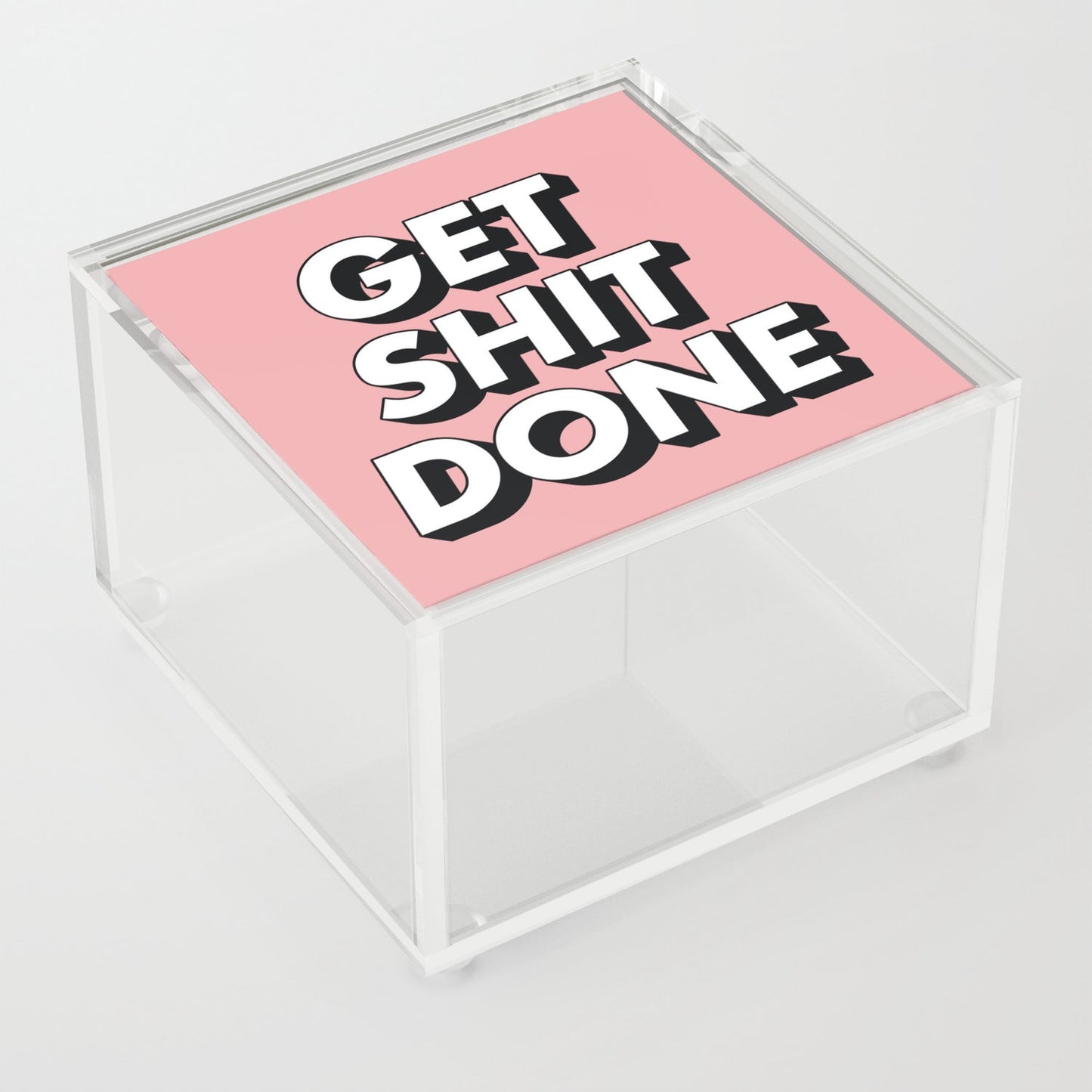 Get Shit Done black and white typography pink black and white motivational typography wall decor Acrylic Box