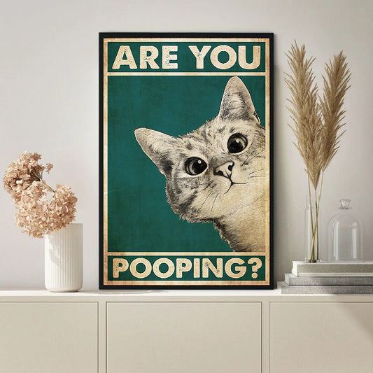 Are You Pooping Poster Bathroom Funny Bathroom Sign Canvas Print