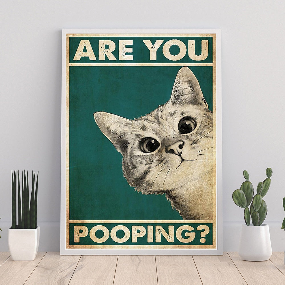 Are You Pooping Poster Bathroom Funny Bathroom Sign Canvas Print