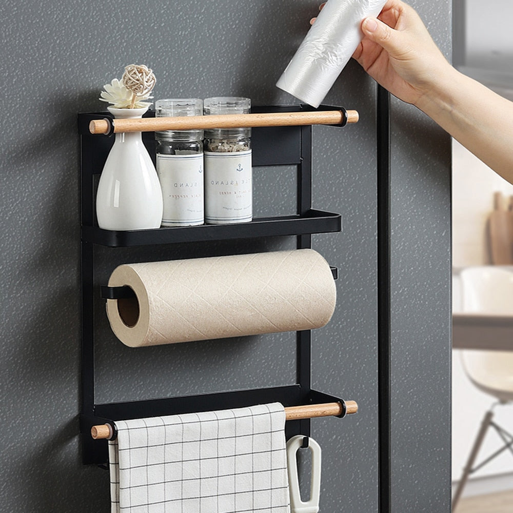 Magnet Fridge Shelf Magnetic Paper Towel Holder Kitchen Organizer Shelf Spice Storage Rack Kitchen