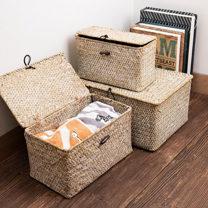 Handmade Seagrass Woven Storage Box Seaweed Storage Finishing Basket