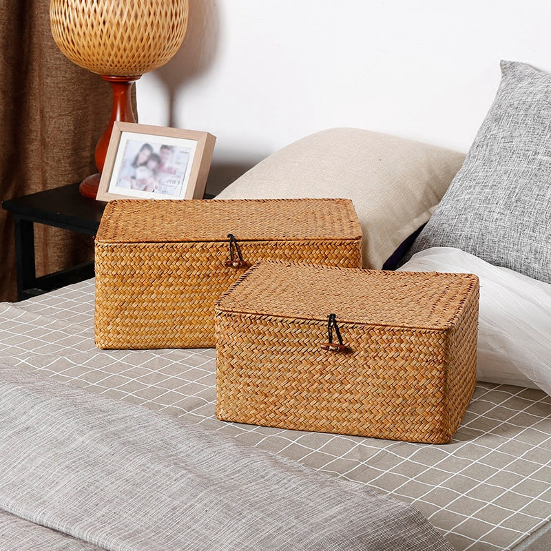 Handmade Seagrass Woven Storage Box Seaweed Storage Finishing Basket