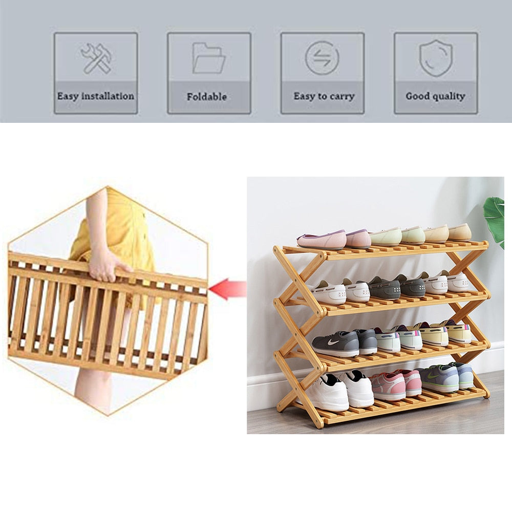 3/4 Layers Natural Bamboo Storage Rack