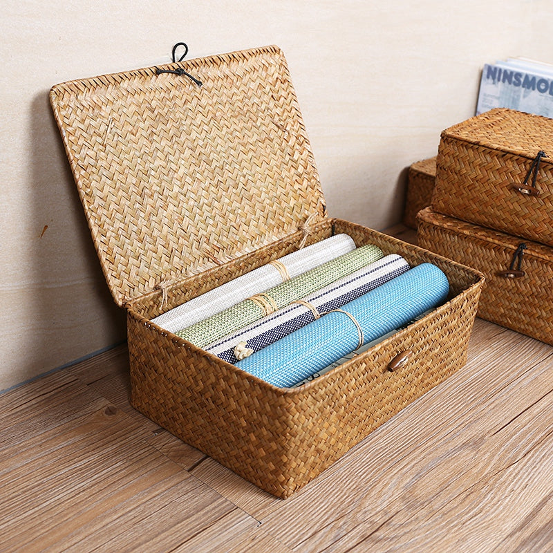 Handmade Seagrass Woven Storage Box Seaweed Storage Finishing Basket