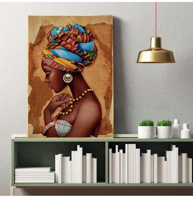 African Art Woman Painting Print