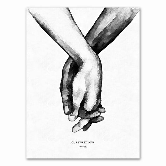 Nordic Black White Shoulder Kiss Hand Wall Art Canvas Poster