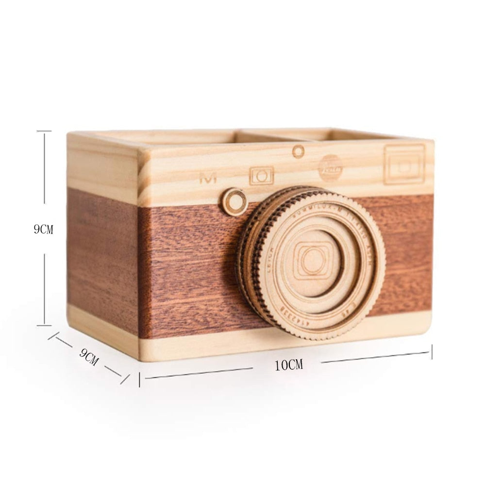 Creative Camera Wooden Pencil Holder