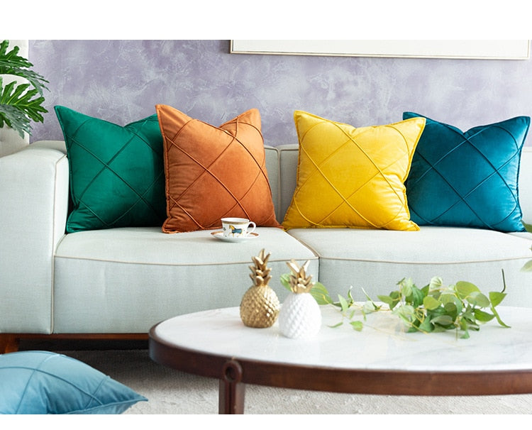 Velvet Nordic Sofa Pillows Luxury Satin Cushion