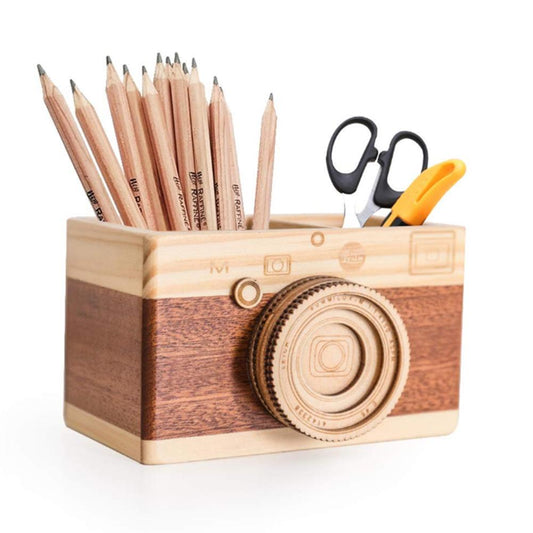 Creative Camera Wooden Pencil Holder