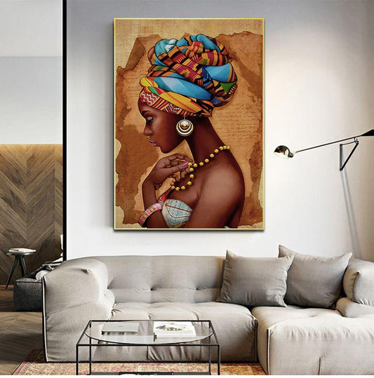 African Art Woman Painting Print