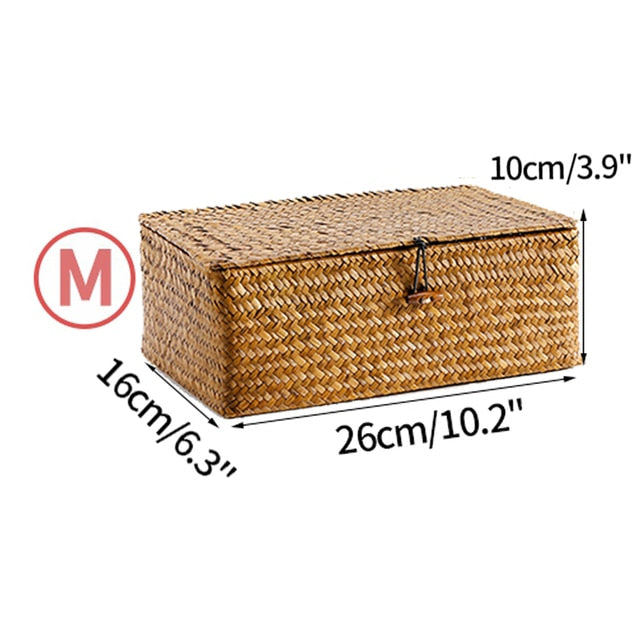 Handmade Seagrass Woven Storage Box Seaweed Storage Finishing Basket