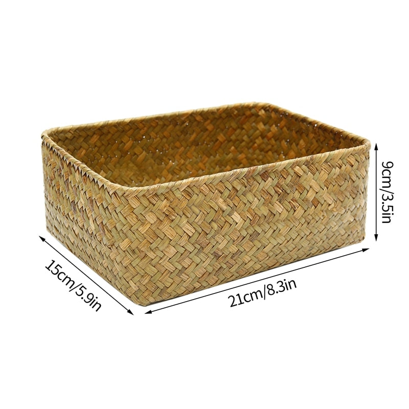 Handmade Seagrass Woven Storage Box Seaweed Storage Finishing Basket