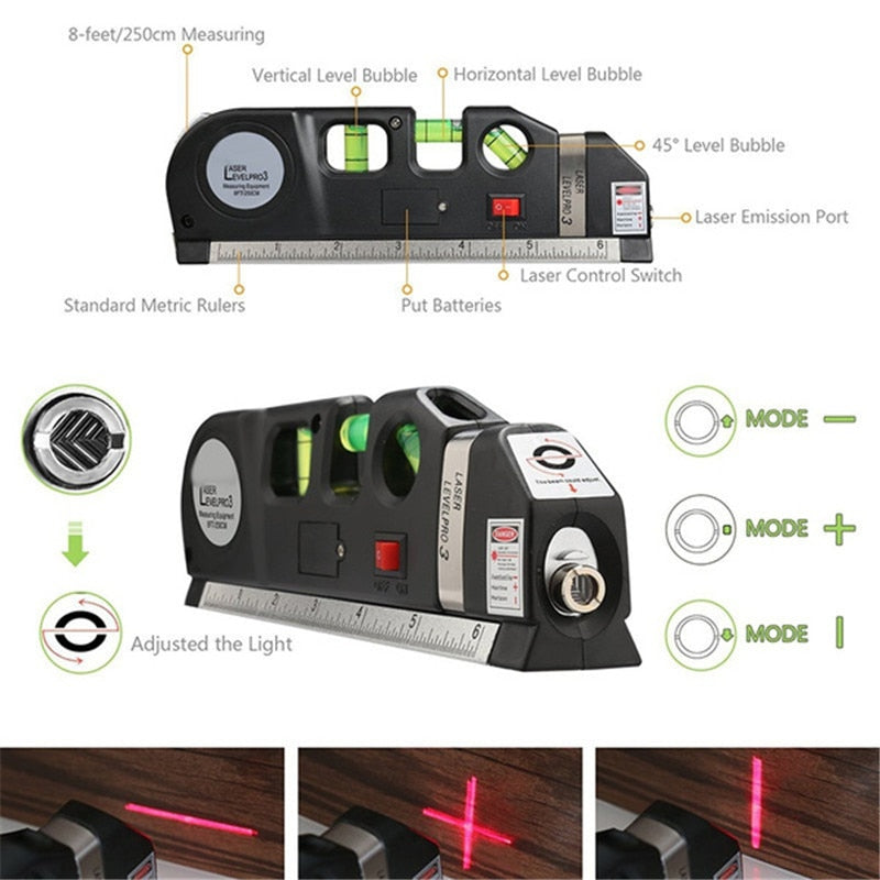 Multipurpose Laser Ruler Laser Level and Spirit Level Metric Rulers Laser