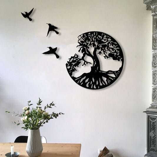 Tree Of Life & Birds Metal Wall Decor Art
