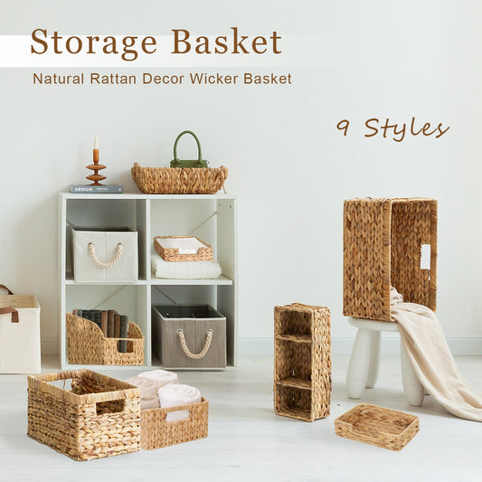 Home Office Storage Desk Shelf Desk Storage Basket Kitchen Accessories Holder Table Organizer Natural Rattan Decor Wicker Basket