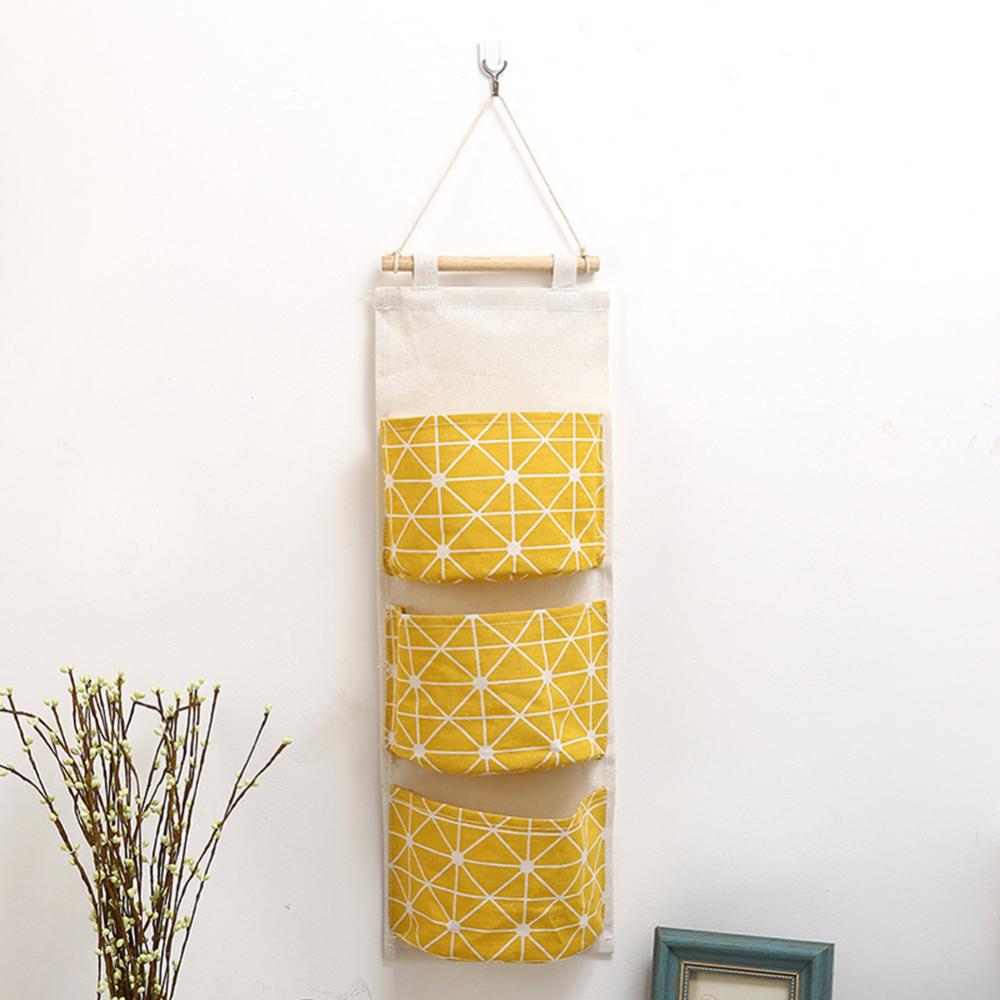 3 Pockets Wall Door Closet Home Hanging Storage Bag