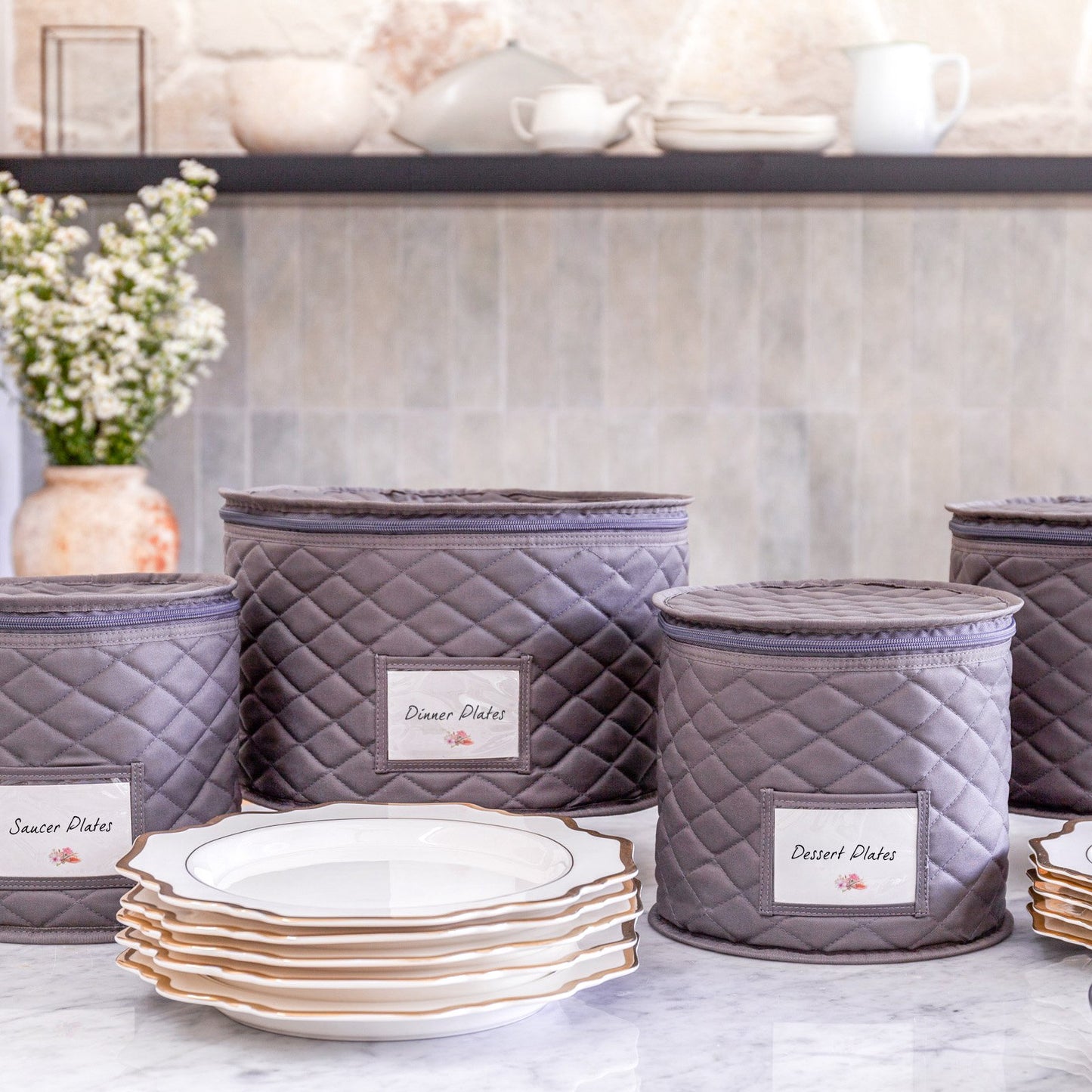 Original Bulb&Shade™ Quilted China Storage Cases, 5-Piece Set