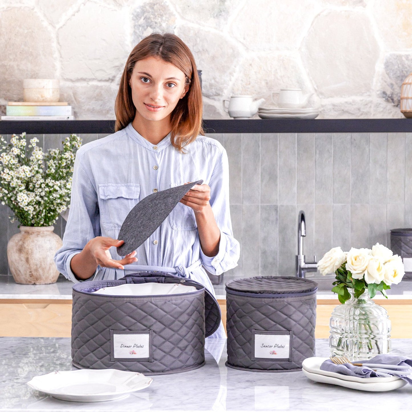 Original Bulb&Shade™ Quilted China Storage Cases, 5-Piece Set