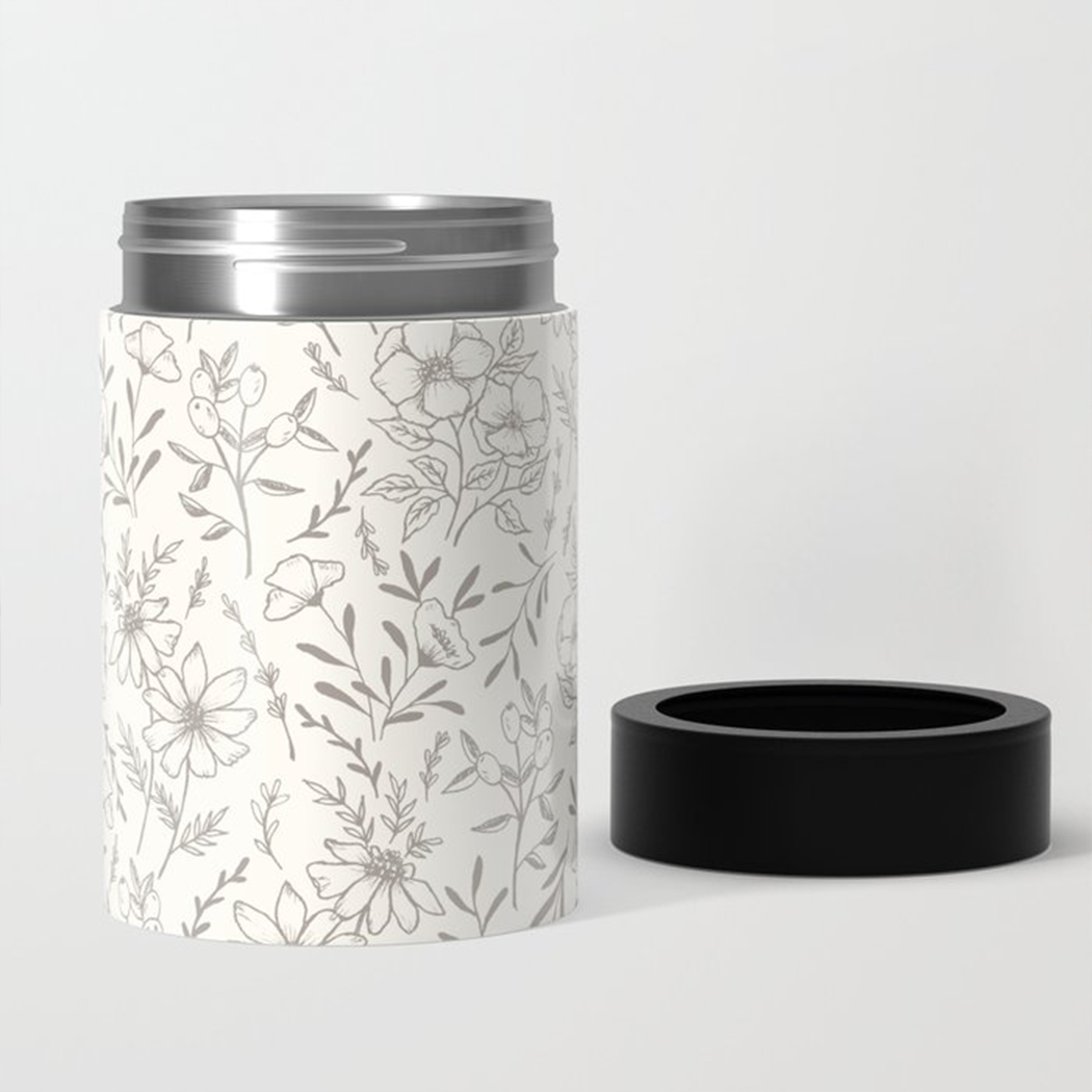 Ivory Flower Can Cooler