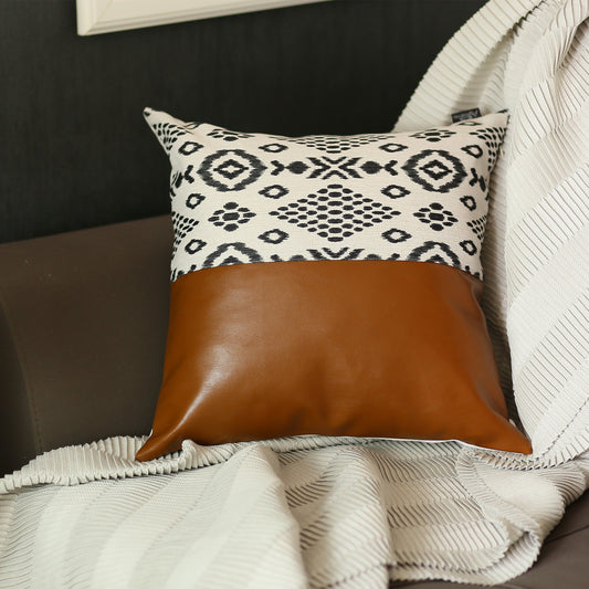Bohemian Vegan Faux Leather Throw Pillow Covers