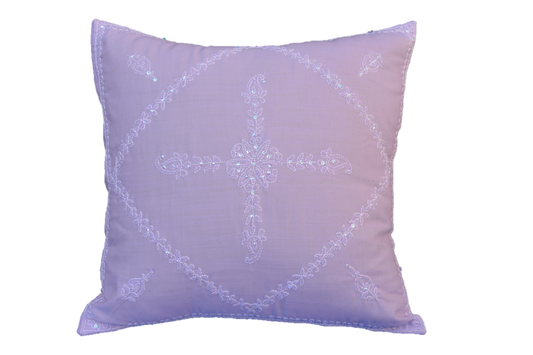 Hand Embroidered Sequins Decorative Lavender Throw Pillow