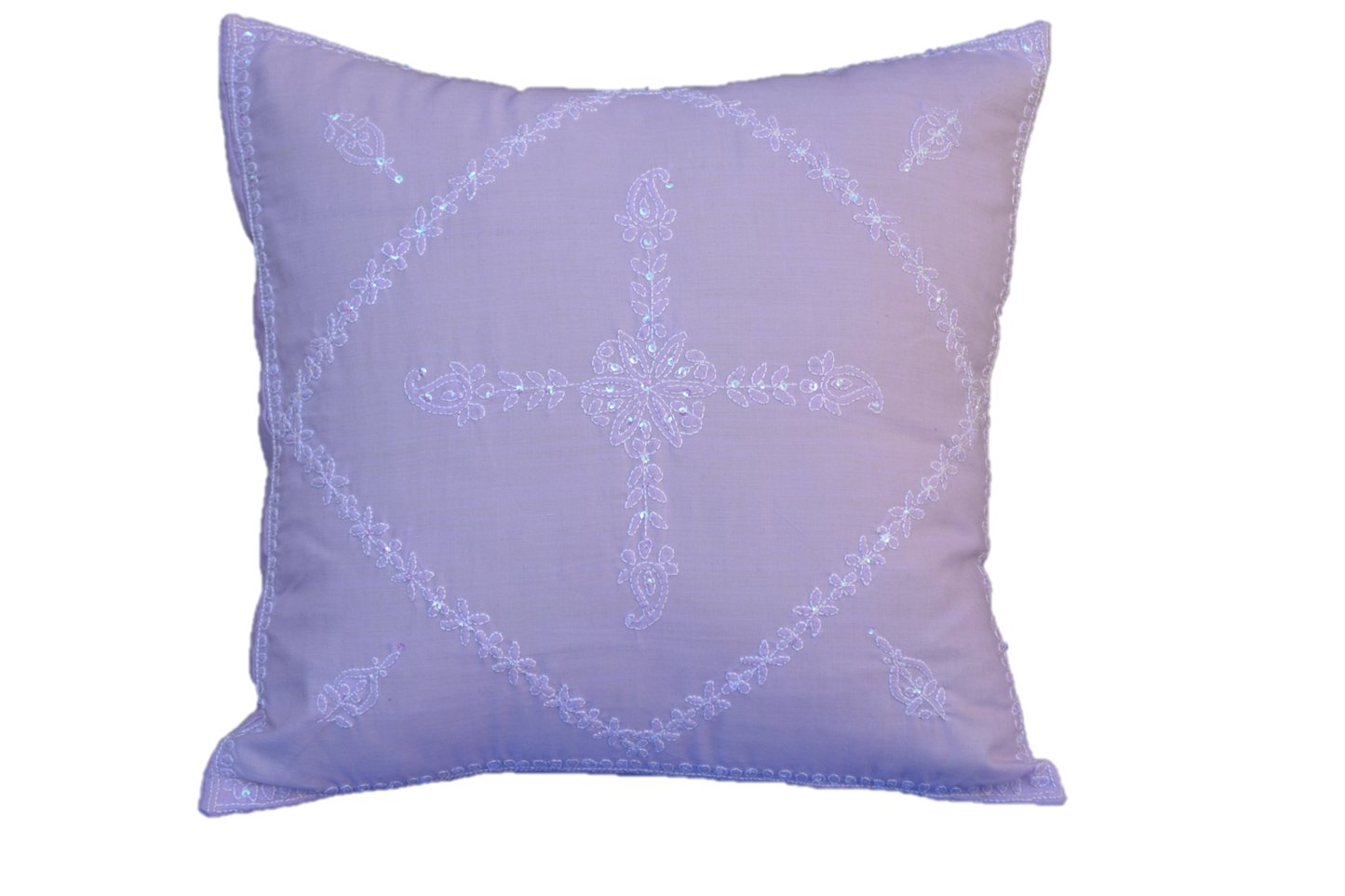 Hand Embroidered Sequins Decorative Lavender Throw Pillow