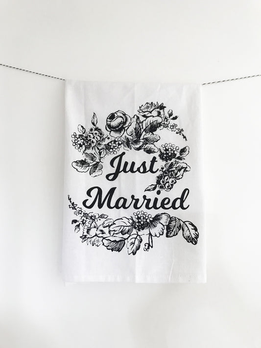 Just Married Cotton Kitchen Towel